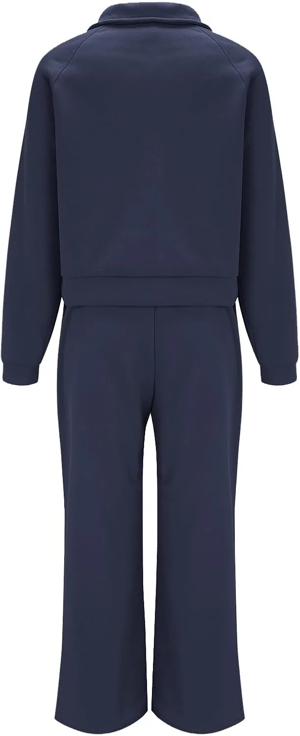 Womens 2 Piece Outfits Sweatsuit Set 2023 Fall Fashion Half Zip Sweatshirt Wide Leg Sweatpant Lounge Set Tracksuit