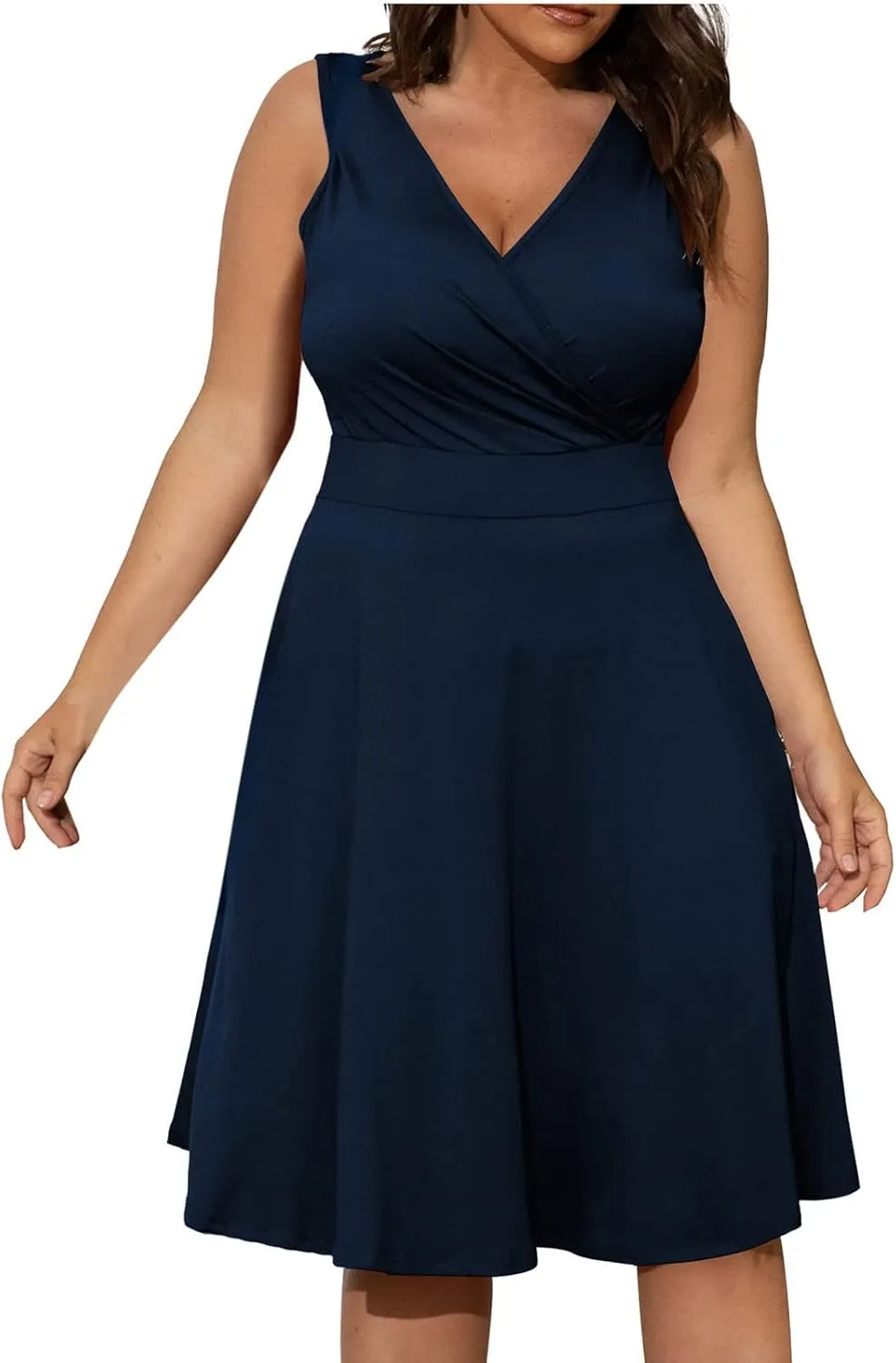 Women's 2025 Summer Sleeveless Ruched Waist Flowy A Line High Low Midi Cocktail Party Dress