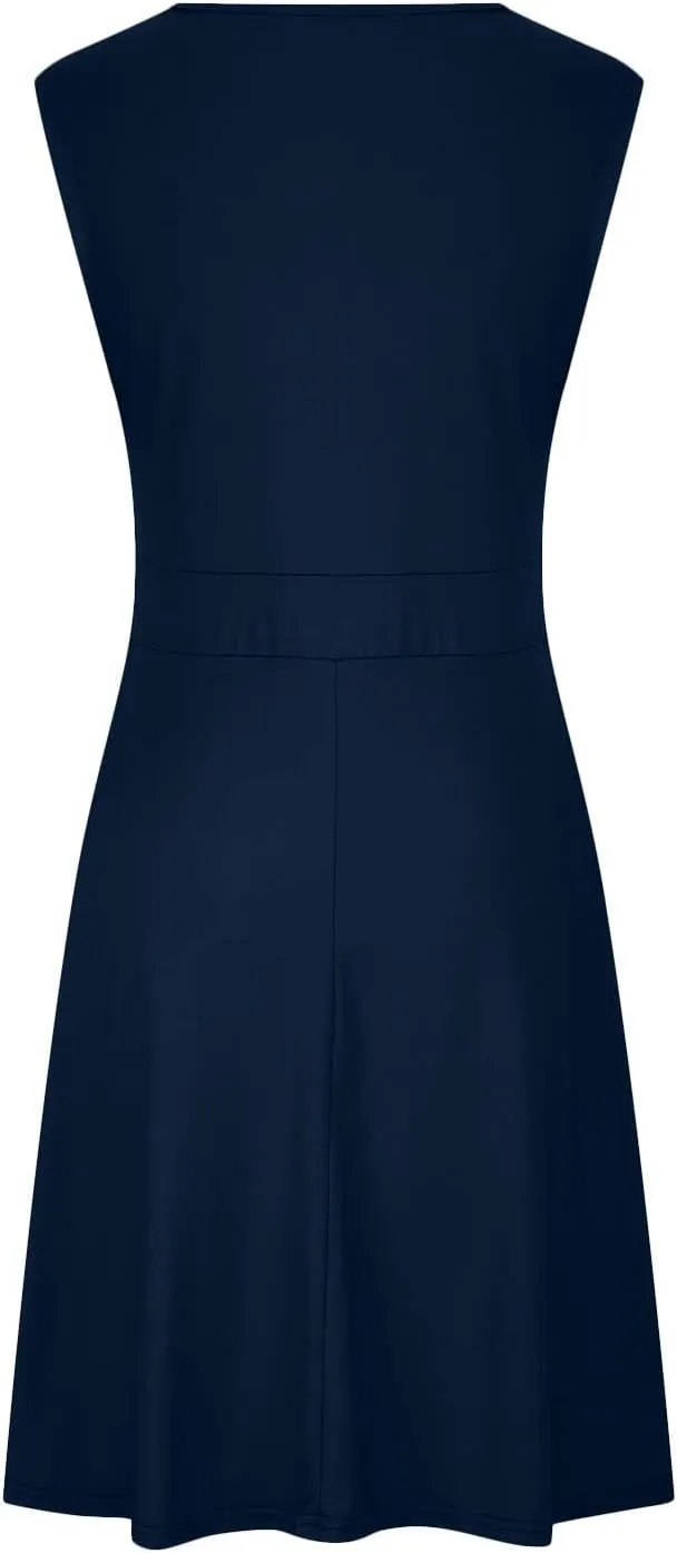 Women's 2025 Summer Sleeveless Ruched Waist Flowy A Line High Low Midi Cocktail Party Dress