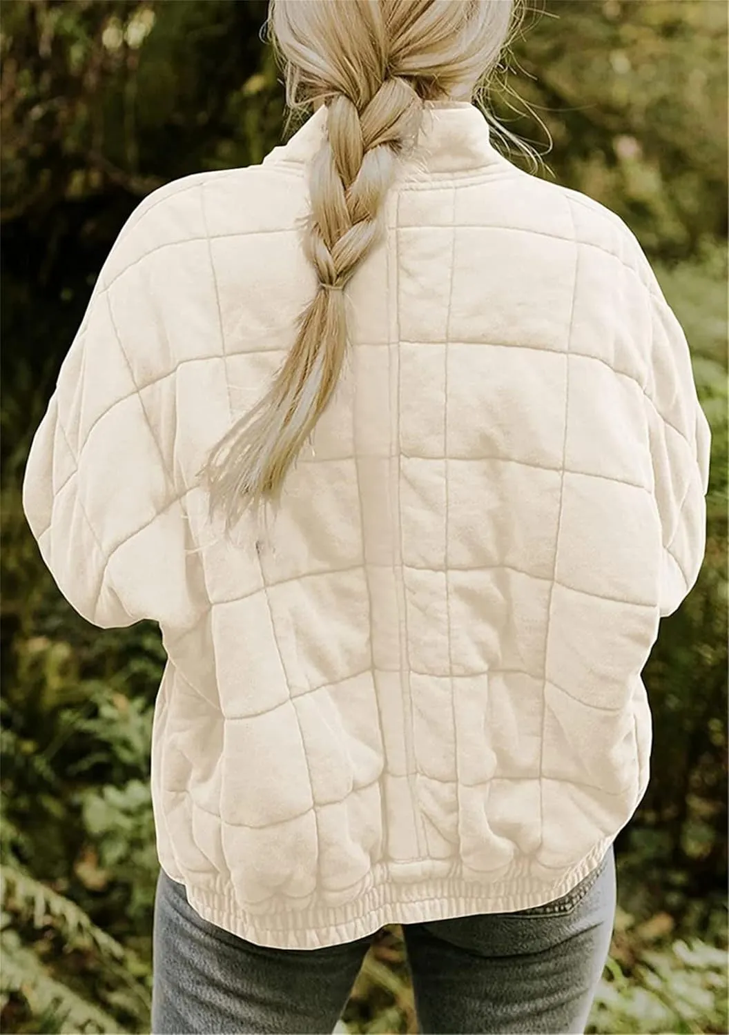 Women's Baggy Fashion Lightweight Puffer Jacket Long Sleeve Zip Up Coat Quilted Winter Coat with Pockets