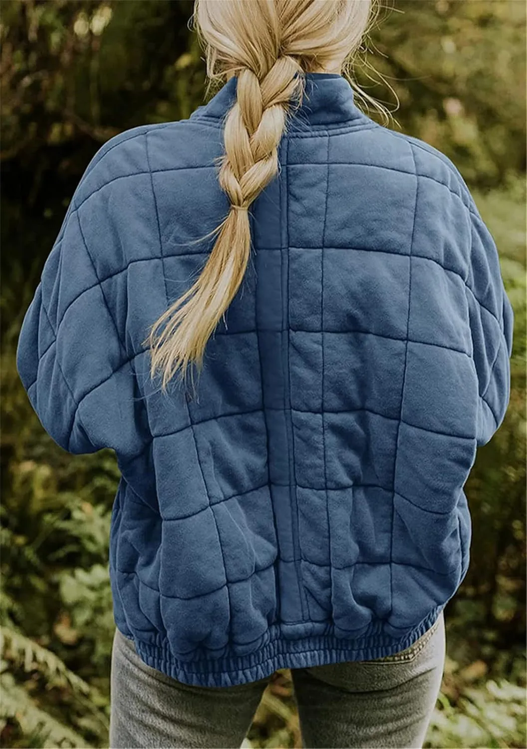 Women's Baggy Fashion Lightweight Puffer Jacket Long Sleeve Zip Up Coat Quilted Winter Coat with Pockets