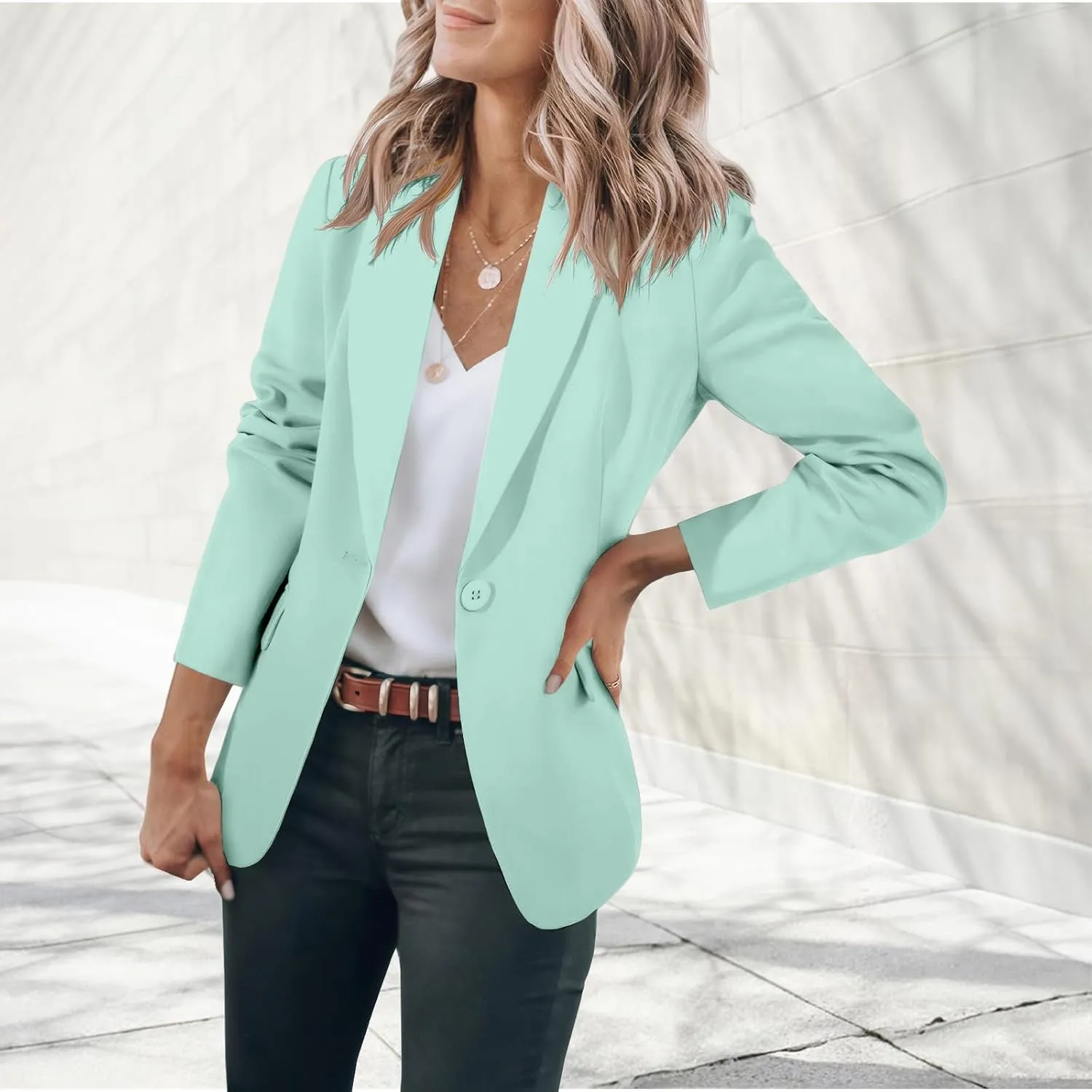 Womens Blazer Business Casual Dressy Long Sleeve Jackets Open Front Work Office Dressy Suit Jackets Summer Cardigan