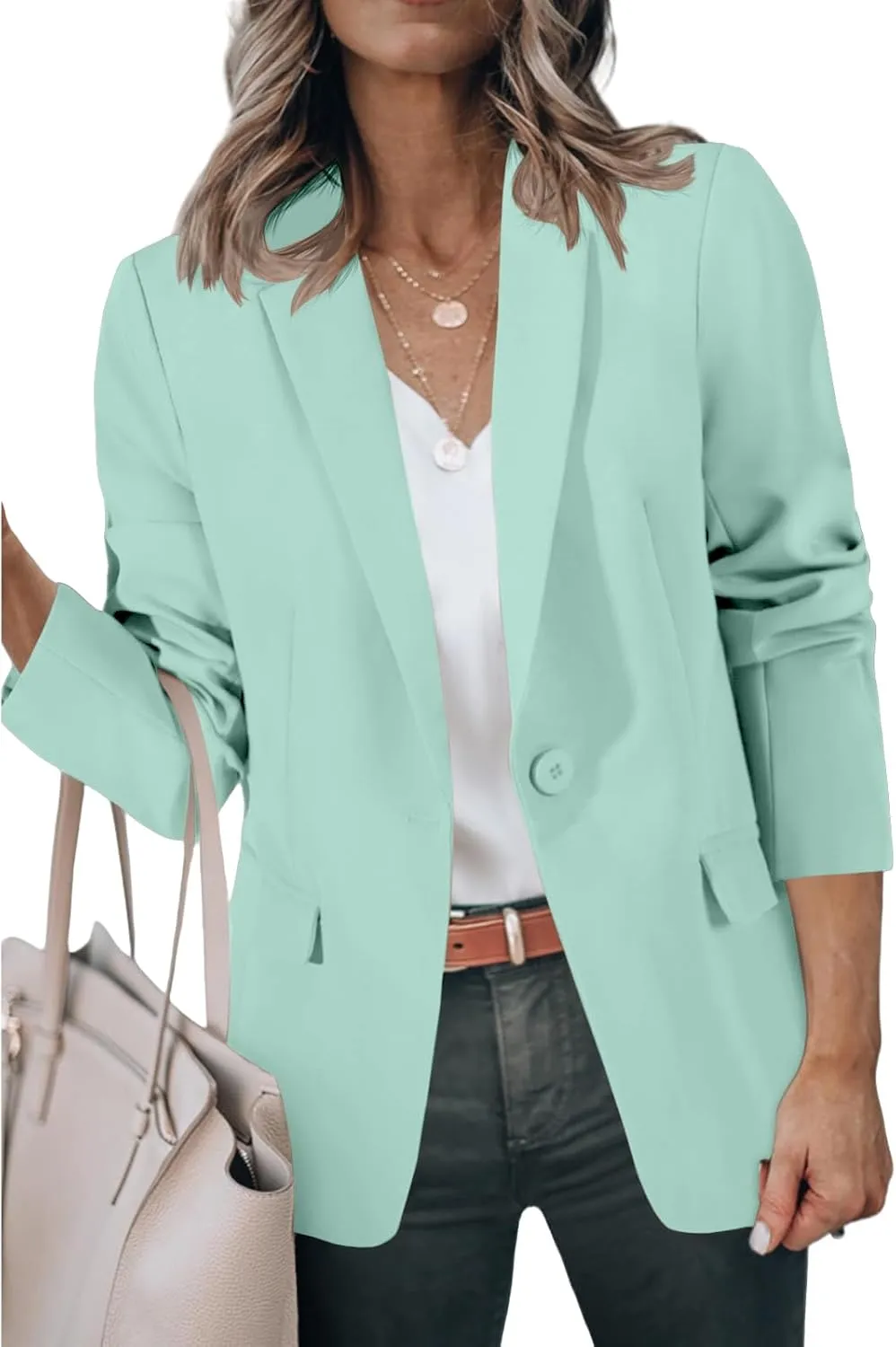 Womens Blazer Business Casual Dressy Long Sleeve Jackets Open Front Work Office Dressy Suit Jackets Summer Cardigan