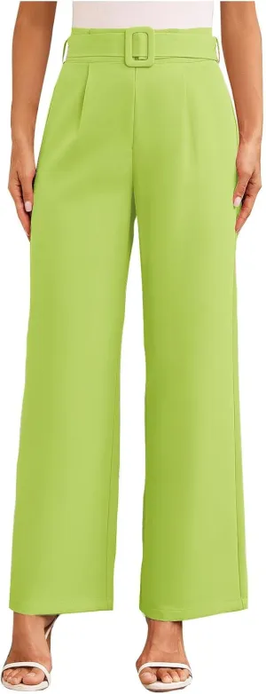 Womens Business Casual Work Pants Elegant High Waist Loose Straight Leg Dress Pants Fashion Flowy Suit Trousers