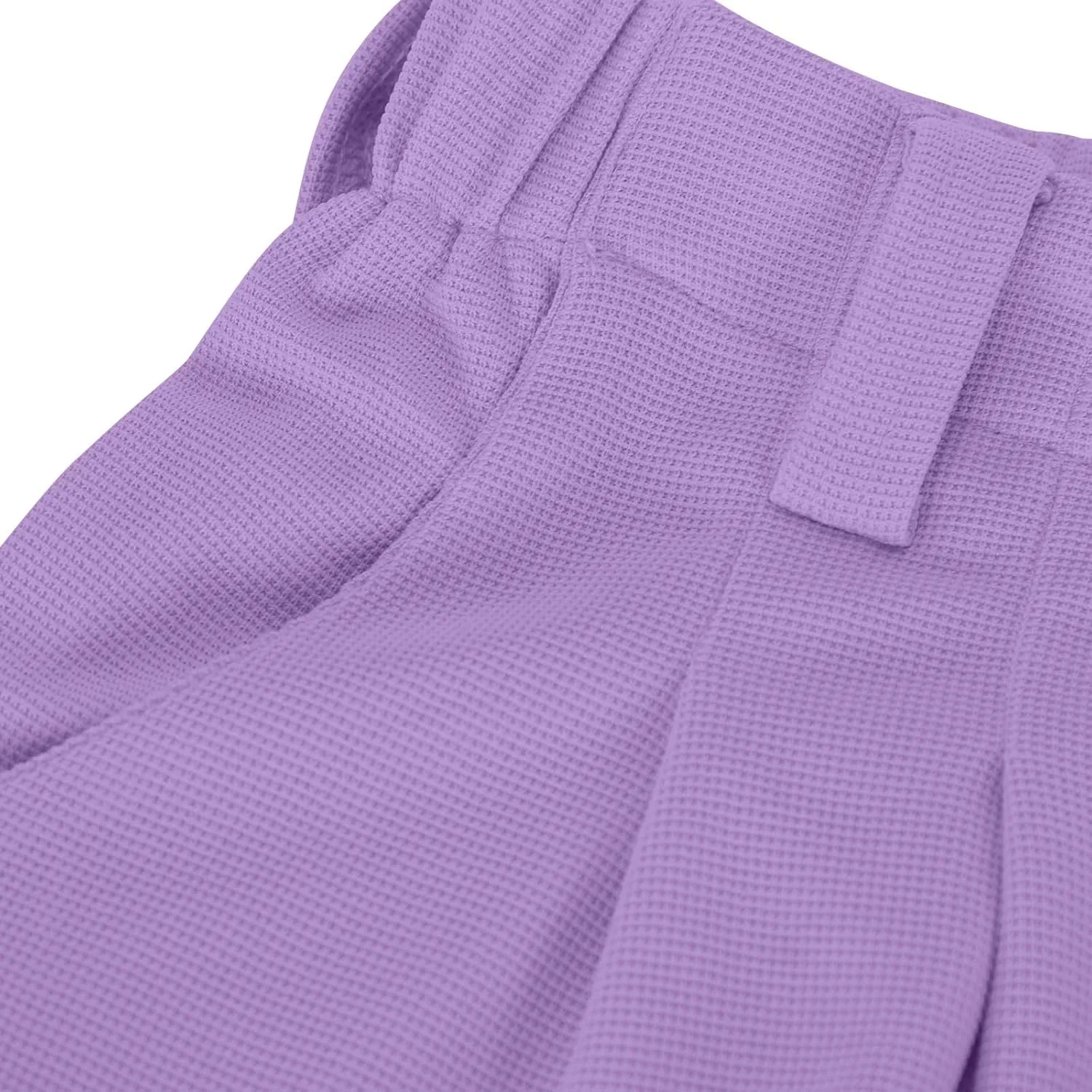 Women's Business Work Pants Comfy Pleated Elastic Waisted Wide Leg Pants Waffle Straight Suit Trousers with Pockets