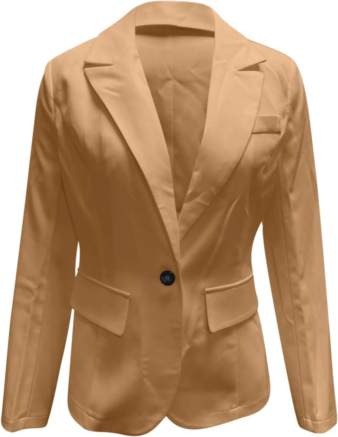 Womens Casual Blazers Fall Lapel Long Sleeve Lightweight Suit Jackets Open Front Button Office Blazer Fake Pockets