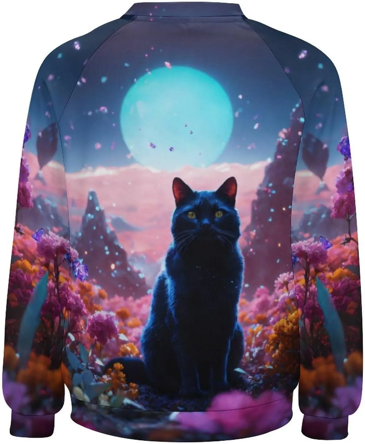 Women's Cat Shirts Sweatshirts Black Cat Graphic Sweatshirts Crewneck Long Sleeve Casual Oversized Pullover Tops