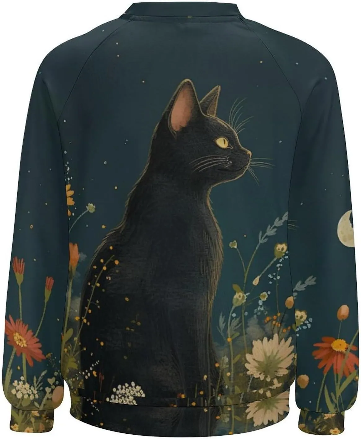 Women's Cat Shirts Sweatshirts Black Cat Graphic Sweatshirts Crewneck Long Sleeve Casual Oversized Pullover Tops