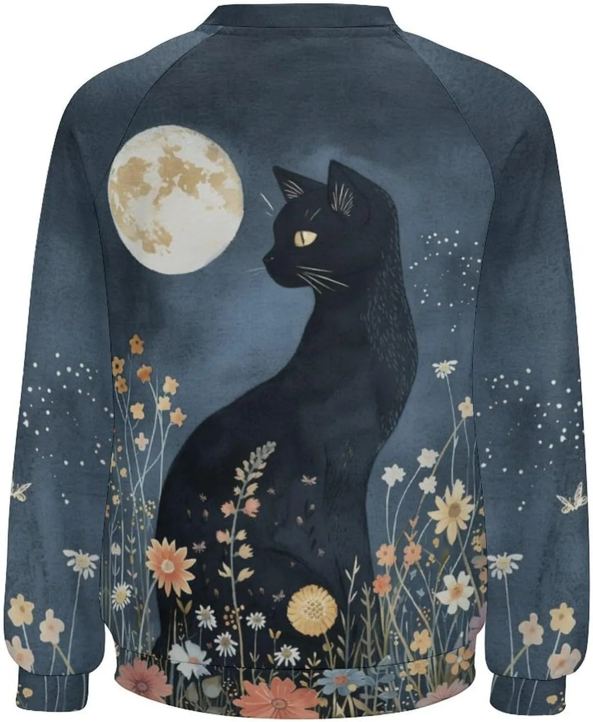 Women's Cat Shirts Sweatshirts Black Cat Graphic Sweatshirts Crewneck Long Sleeve Casual Oversized Pullover Tops