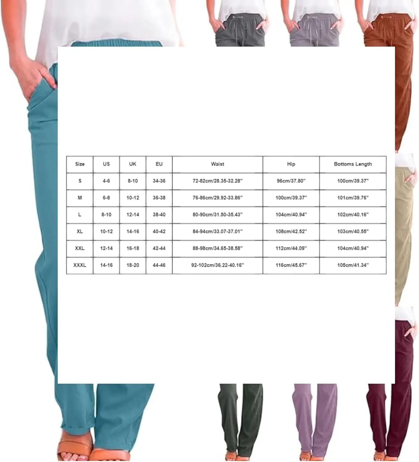 Women's Cotton Linen Pants,Spring Summer Casual Loose Lightweight Flowy Beach Pants with Pockets
