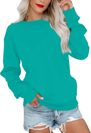 Women'S Crewneck Sweatshirts No Hood Fall Long Sleeve Shirts Dressy Casual Gradient Color Sweatshirts Pullover Cute