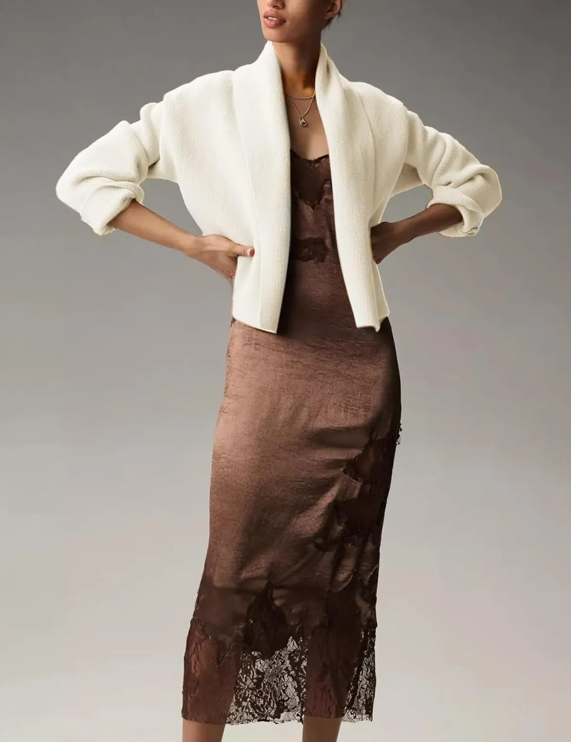 Women's Cropped Cardigan Sweater Lapel Chunky Knit Coats Open Front Casual Oversized Outerwear