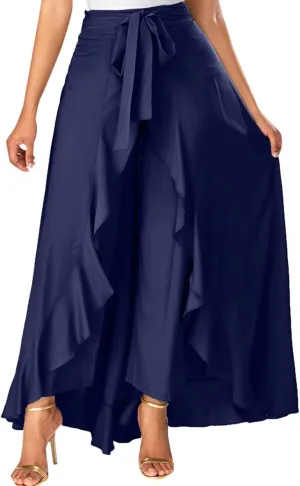 Women's Elegant High Waisted Side Slit Irregular Maxi Skirts Plus Size Stretchy Pleated Summer Prom Party Skirt