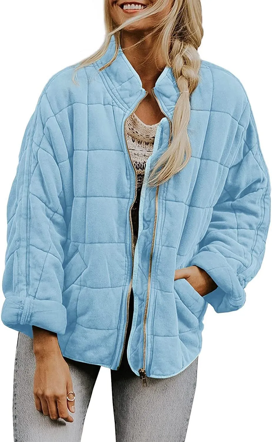 Women's Fairy Grunge Zip Up Down Jacket Y2k Vintage Quilted Puffer Outerwear Cyber Punk Casual Coats Loose Fit Clothes