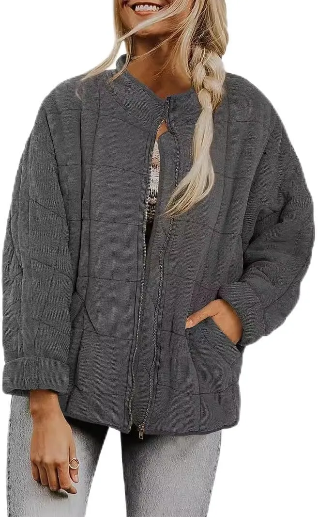 Women's Fairy Grunge Zip Up Down Jacket Y2k Vintage Quilted Puffer Outerwear Cyber Punk Casual Coats Loose Fit Clothes