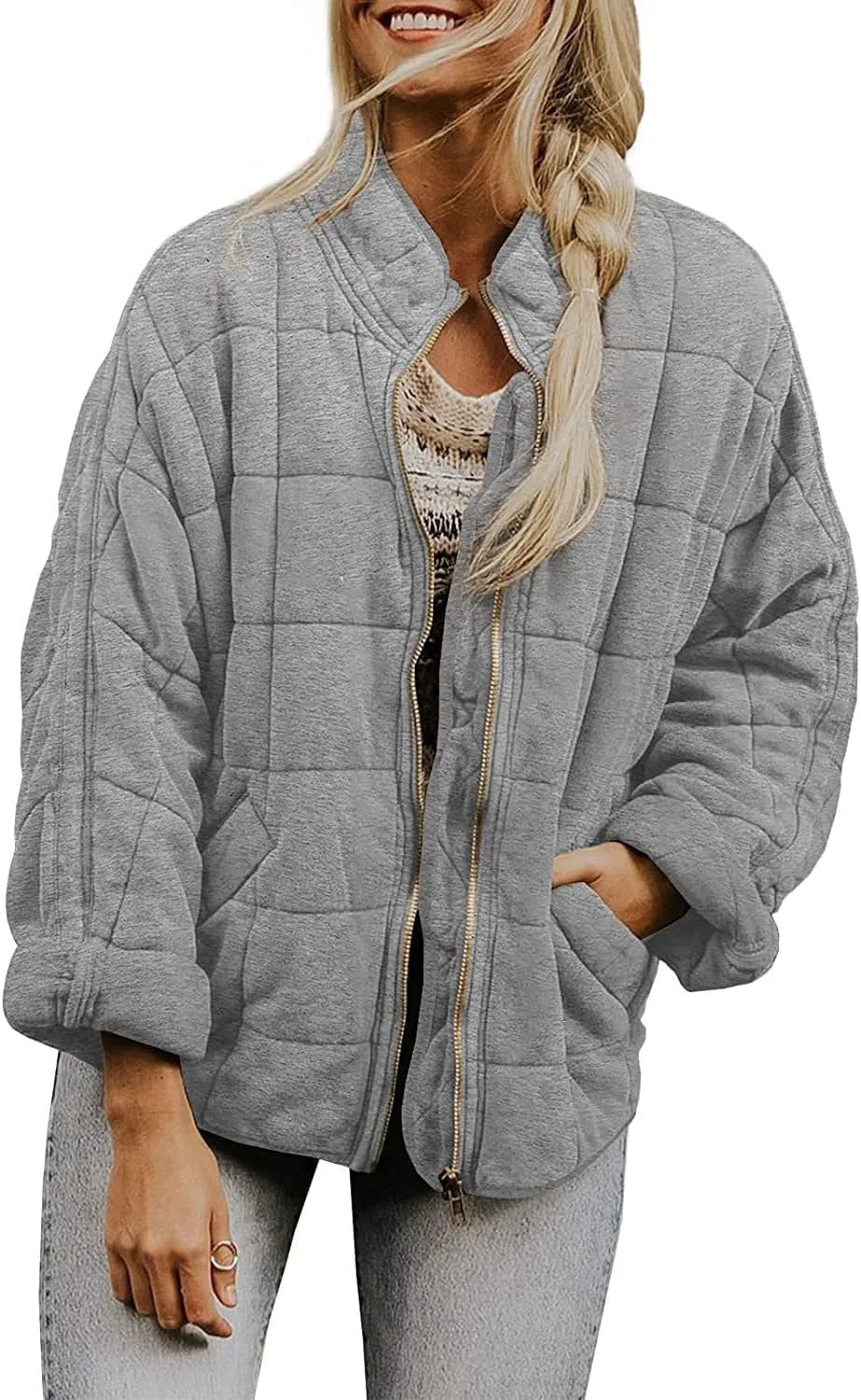 Women's Fairy Grunge Zip Up Down Jacket Y2k Vintage Quilted Puffer Outerwear Cyber Punk Casual Coats Loose Fit Clothes
