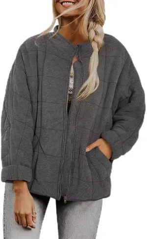 Women's Fairy Grunge Zip Up Down Jacket Y2k Vintage Quilted Puffer Outerwear Cyber Punk Casual Coats Loose Fit Clothes