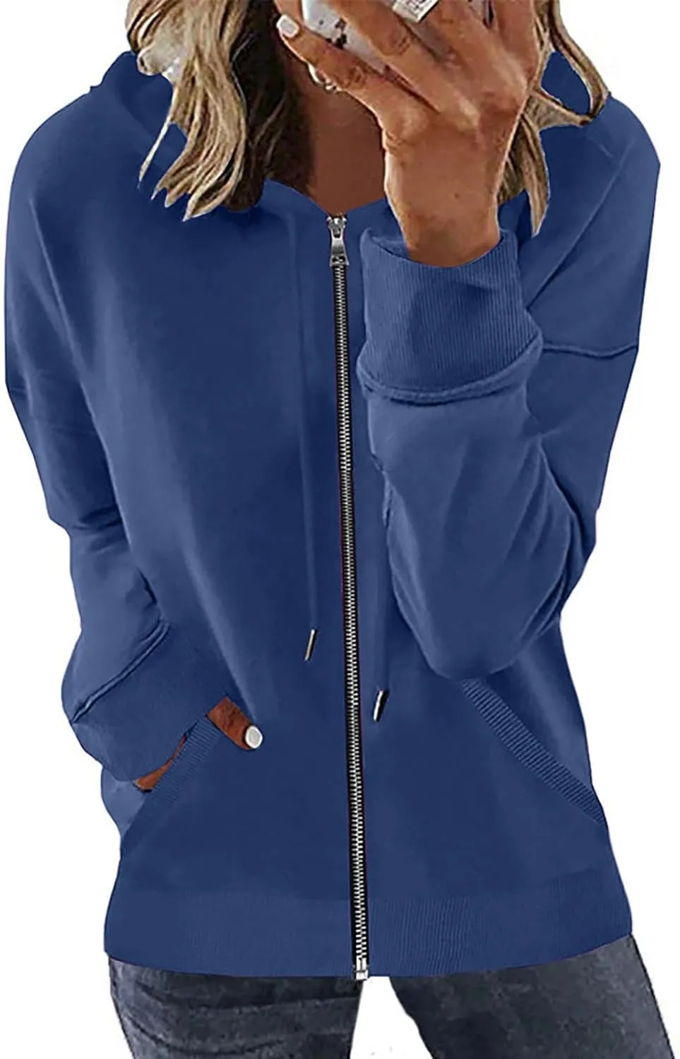 Womens Full Zip Up Hoodie Jacket Long Sleeve Hooded Sweatshirts With Pockets Fall Fashion 2023 Outfits