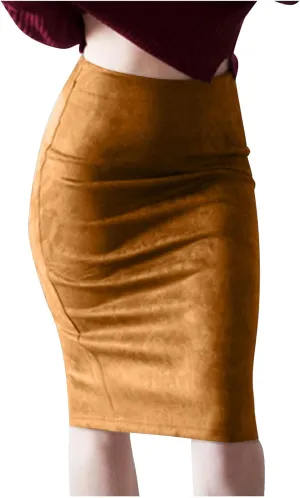 Women's High Waist Skirts Slim Bodycon Party Club Night Out Midi Pencil Skirts Bodycon Pencil Velvet Long Skirt