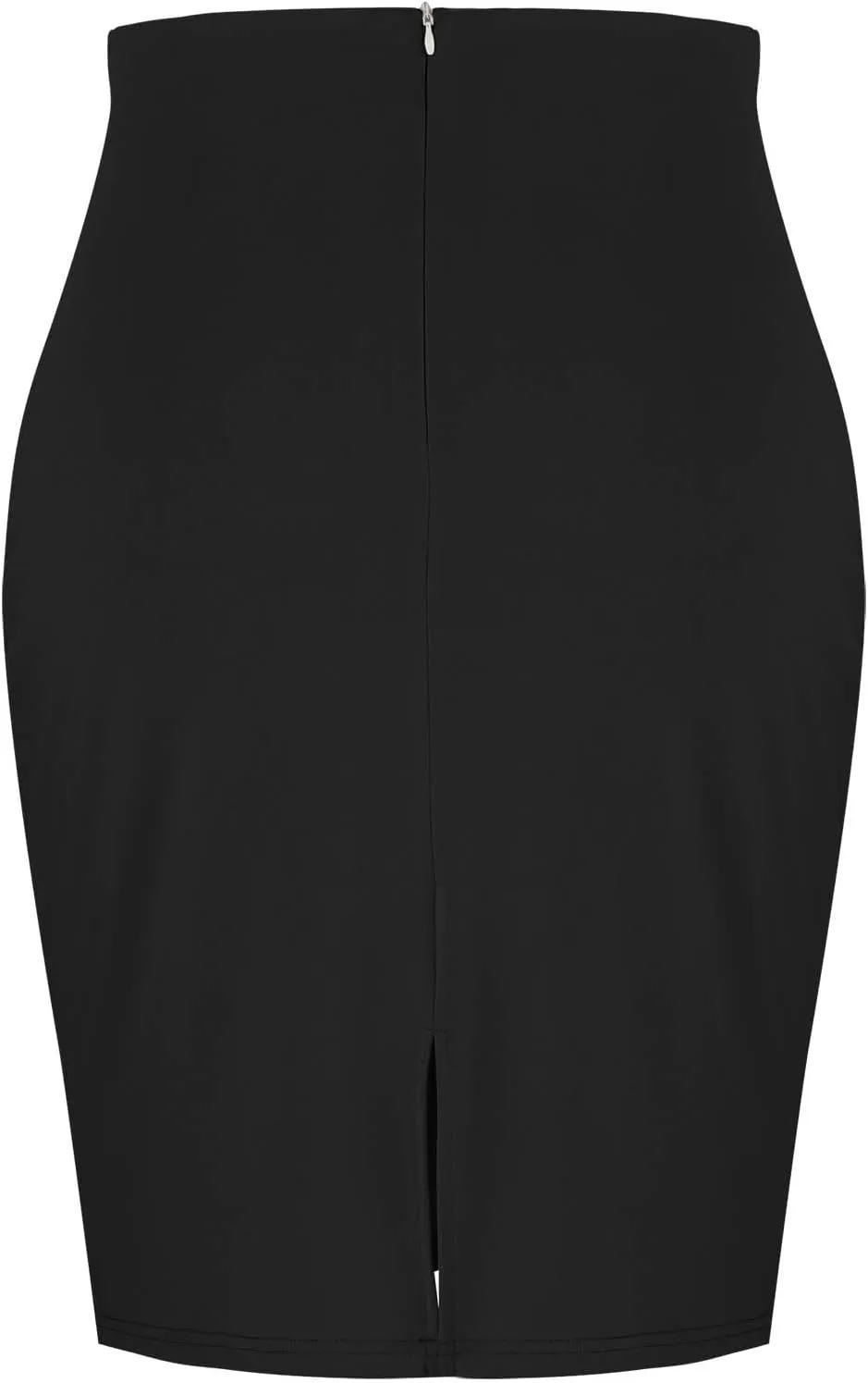 Women's High Waist Tummy Control Pencil Skirts Stretchy Bodycon Tight Short Midi Skirt Below Knee with Back Slit