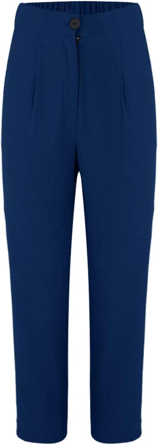 Women's High Waisted Dress Pants Casual Linen Straight Leg Beach Lounge Pants Work Office Suit Trousers with Pockets