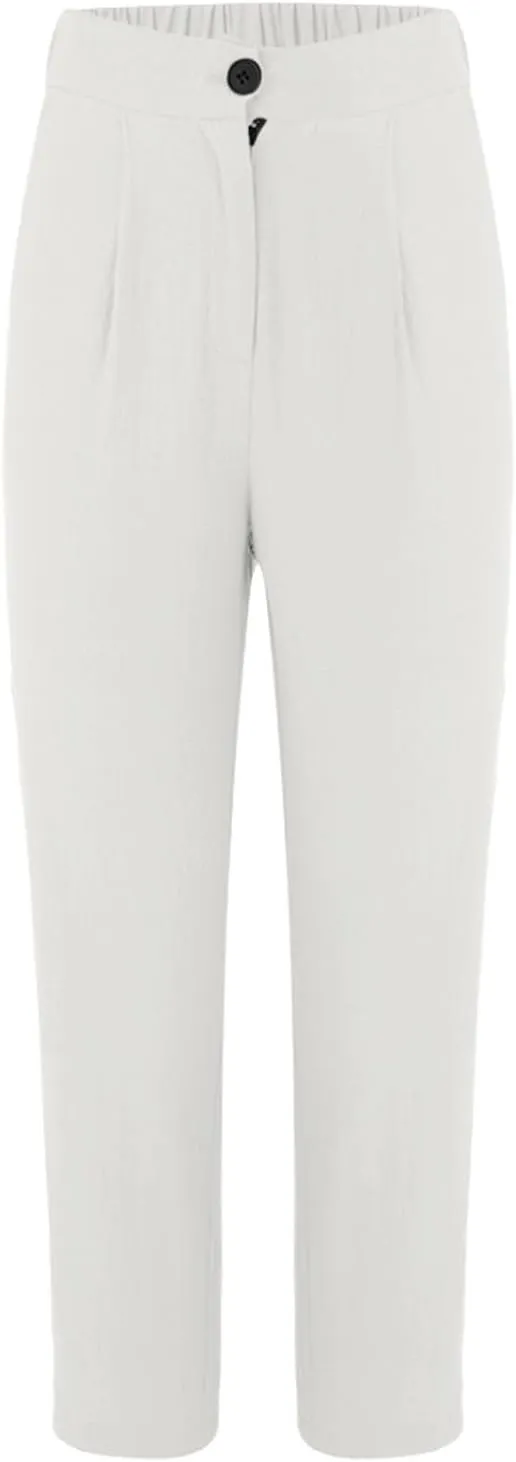 Women's High Waisted Dress Pants Casual Linen Straight Leg Beach Lounge Pants Work Office Suit Trousers with Pockets