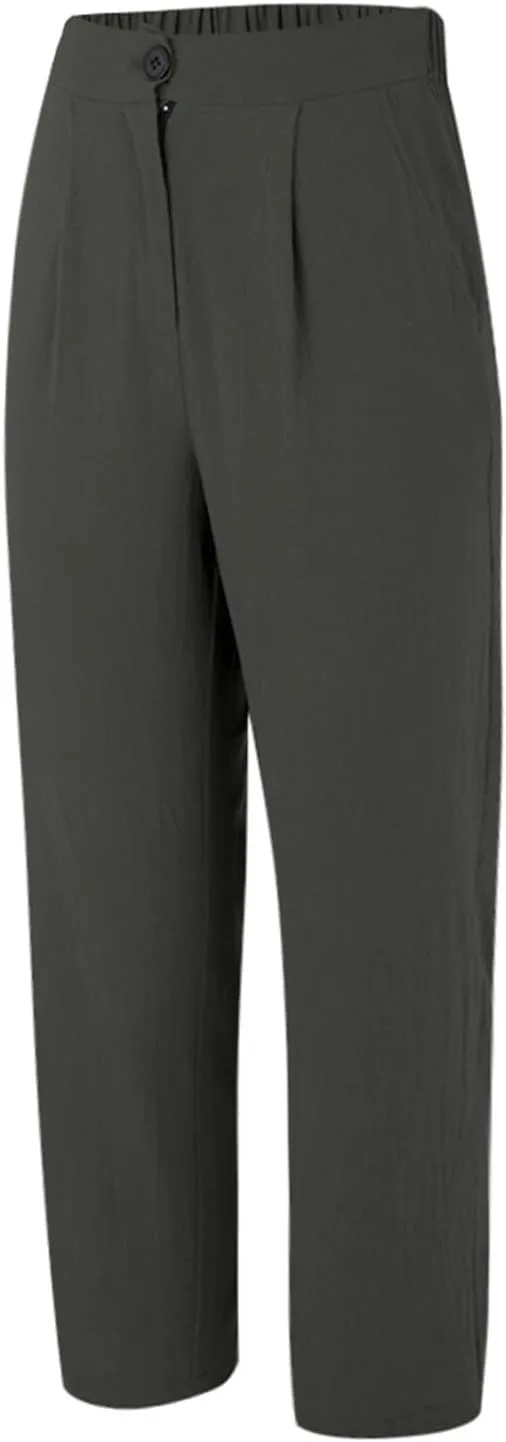 Women's High Waisted Dress Pants Casual Linen Straight Leg Beach Lounge Pants Work Office Suit Trousers with Pockets