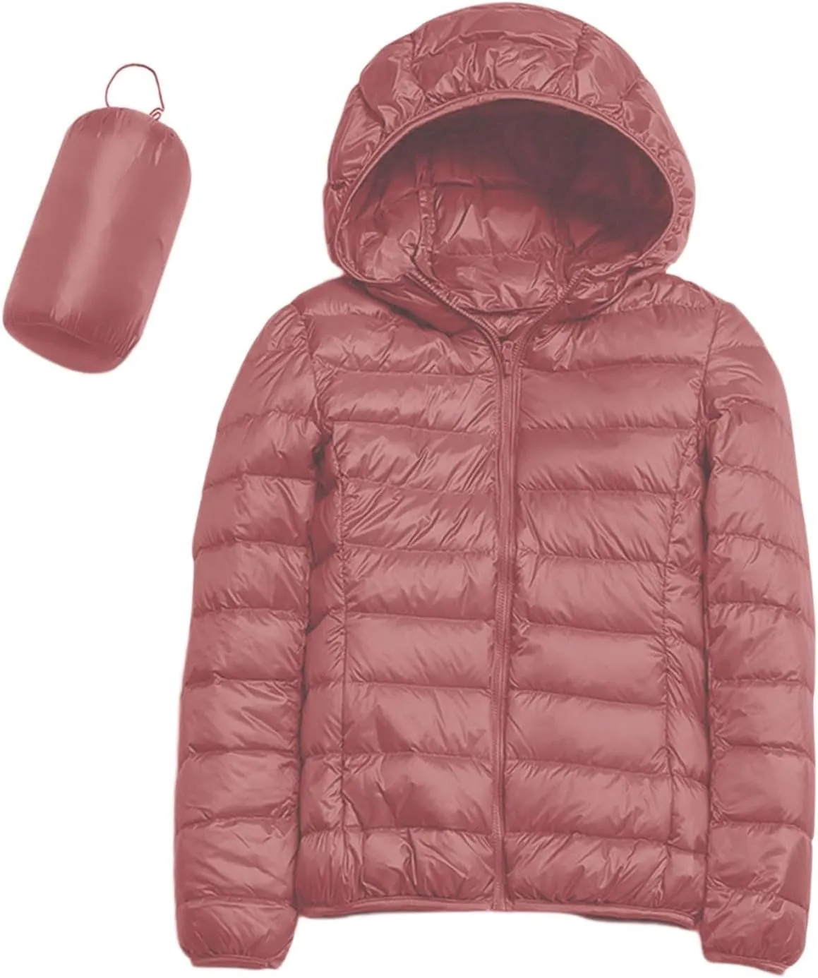 Womens Hooded Jacket Short Down Coat Hooded Packable Puffer Jacket Lightweight Warm Puffy Quilted Coat