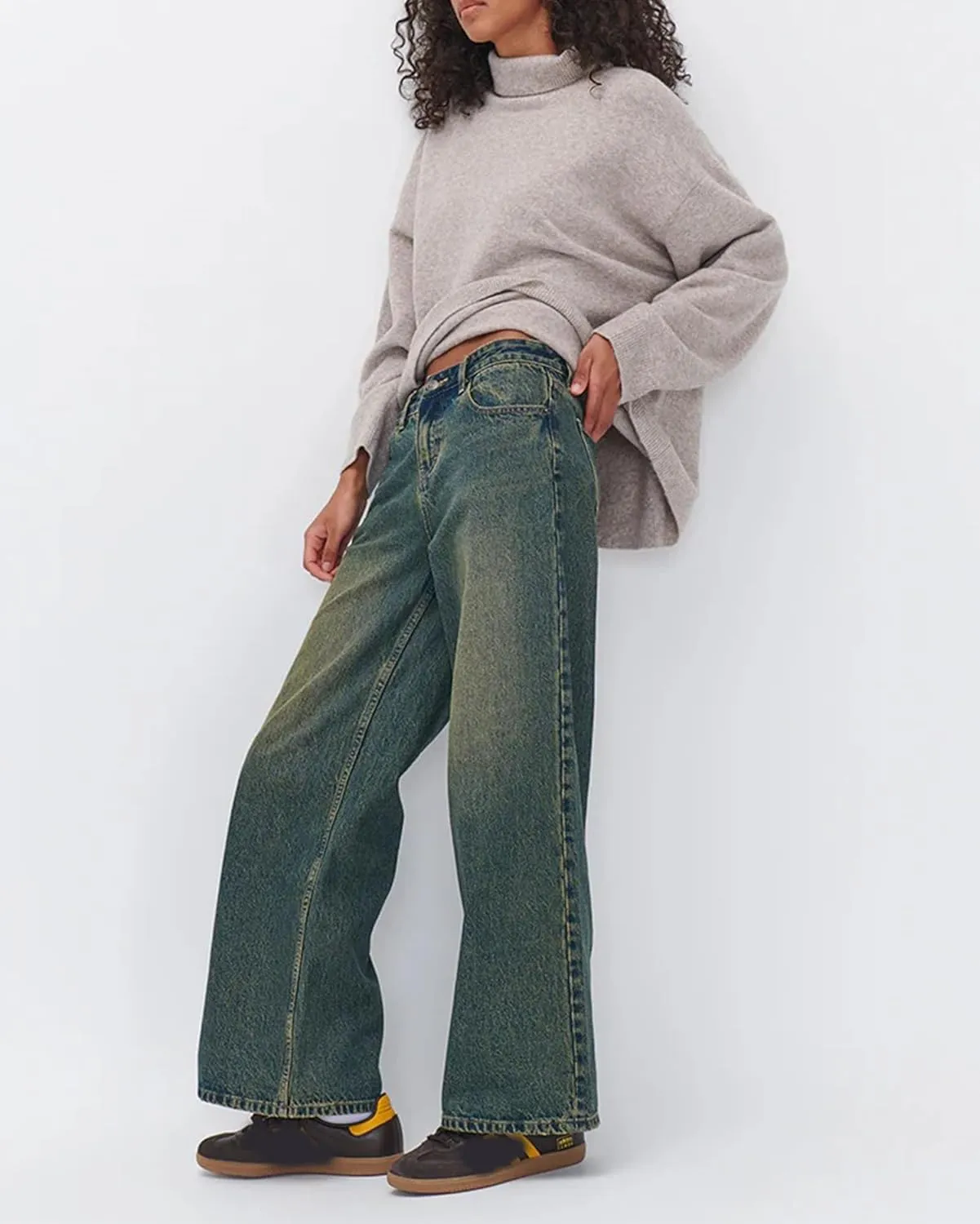 Womens Jeans High Waisted Straight Wide Leg Baggy Jeans Y2k Boyfriend Vintage Washed Loose Denim Pants Streetwear