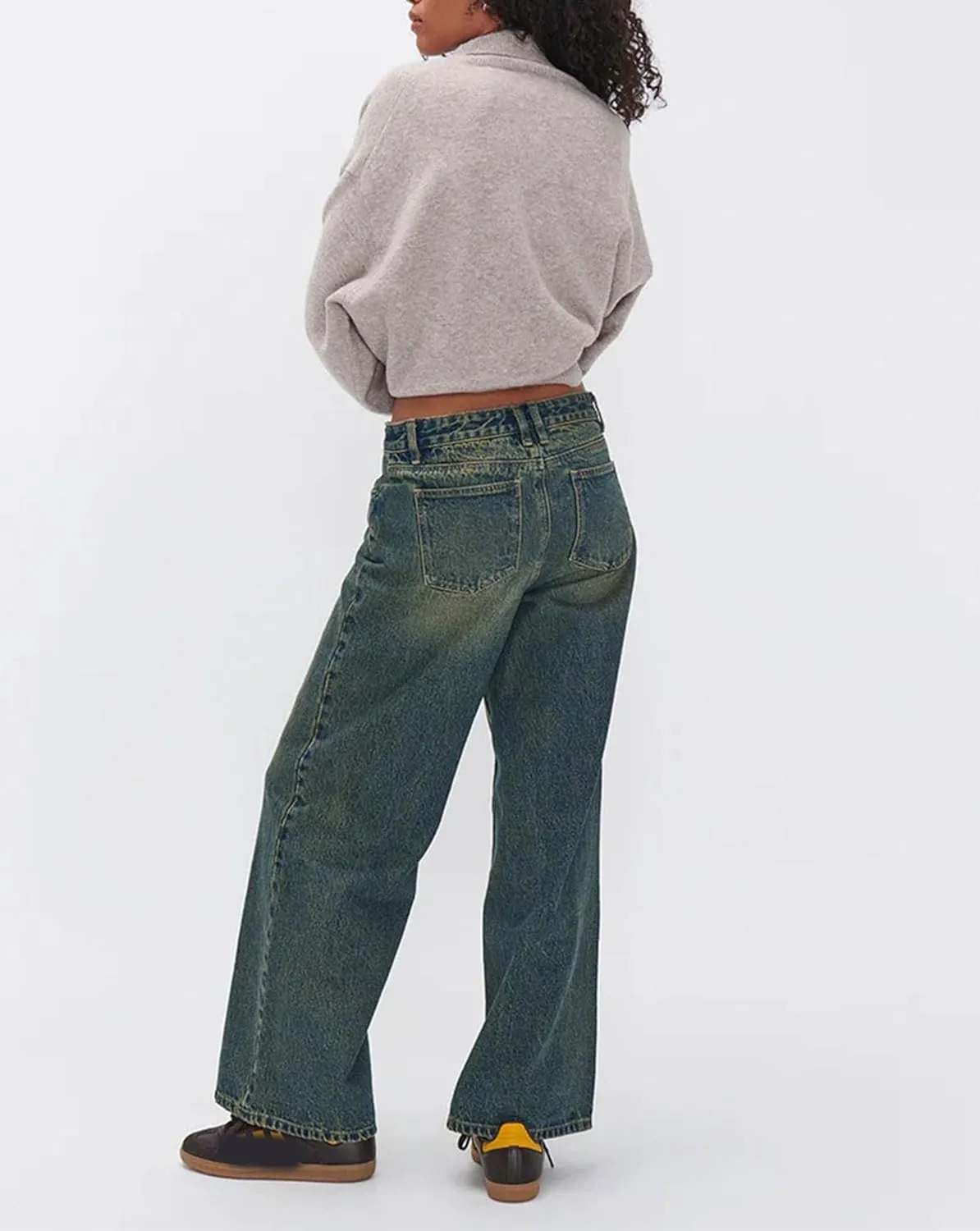 Womens Jeans High Waisted Straight Wide Leg Baggy Jeans Y2k Boyfriend Vintage Washed Loose Denim Pants Streetwear