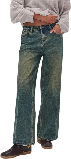 Womens Jeans High Waisted Straight Wide Leg Baggy Jeans Y2k Boyfriend Vintage Washed Loose Denim Pants Streetwear