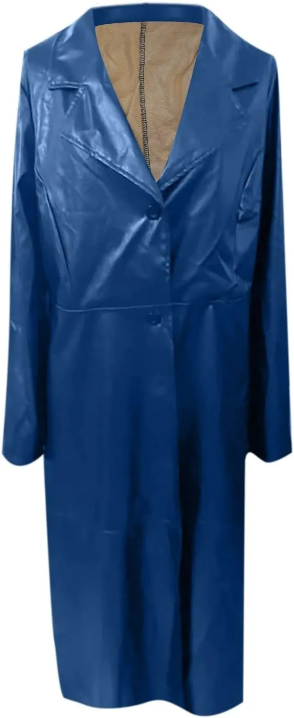 Womens Leathers Blazers Dressy Casual Windproof Trench Coat Fall Long Jackets Loose Fit Work Fashion Coats Outerwear