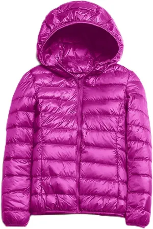 Women's Lightweight Hooded Down Jacket Packable Puffer Coats Puffer Jacket Hooded Windproof Winter Coat