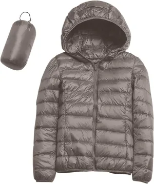 Womens Lightweight Packable Down Jacket Lightweight Puffer Coat with Hood Winter Warm Travel Puffer Jackets for Women