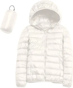 Womens Lightweight Packable Down Jackets Lightweight Puffer Coat with Hood Winter Warm Travel Puffer Jacket for Women