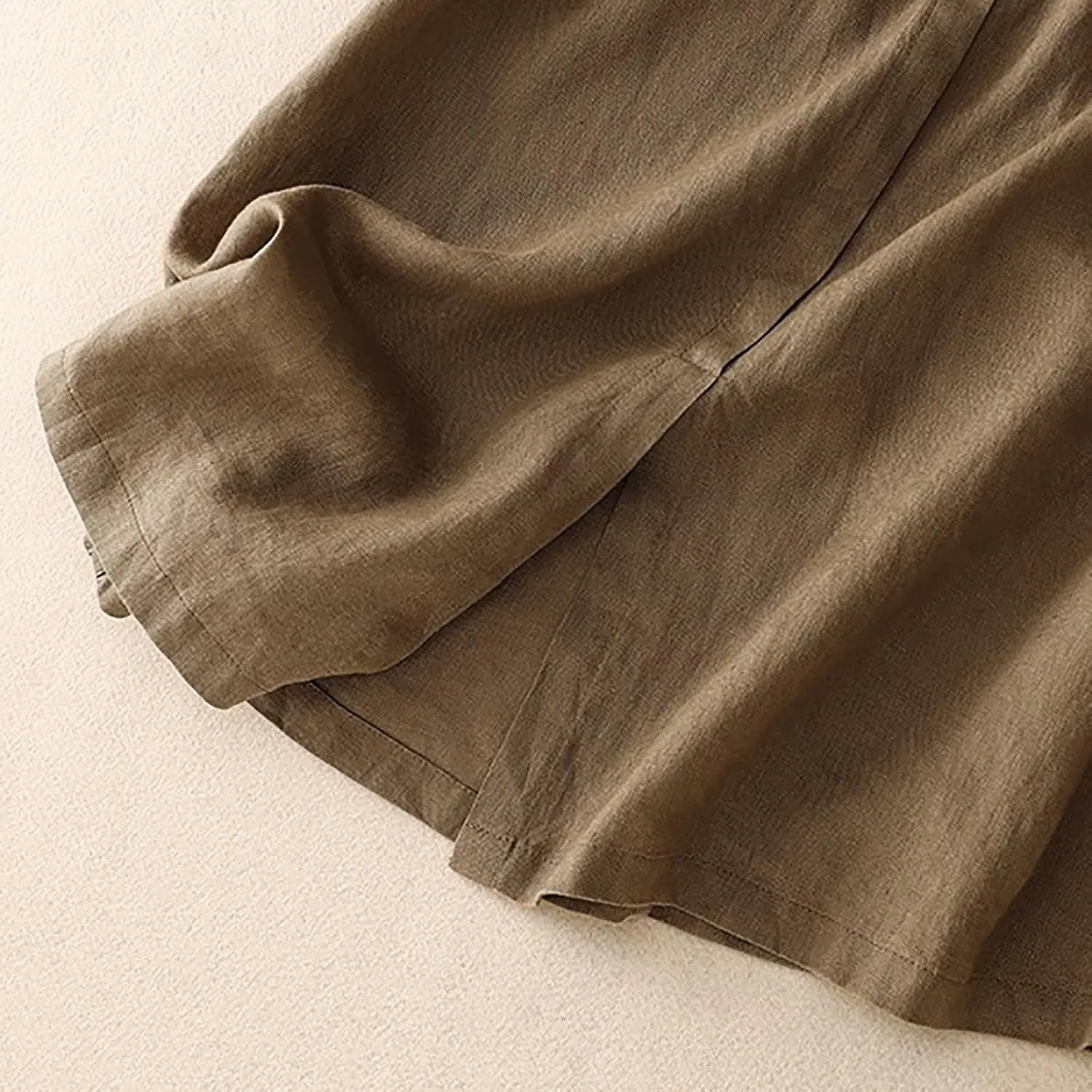 Women's Linen Skirts Summer Casual High Waisted Drawstring Midi Skirt Retro Solid Boho Dress Trendy Loose Outfits