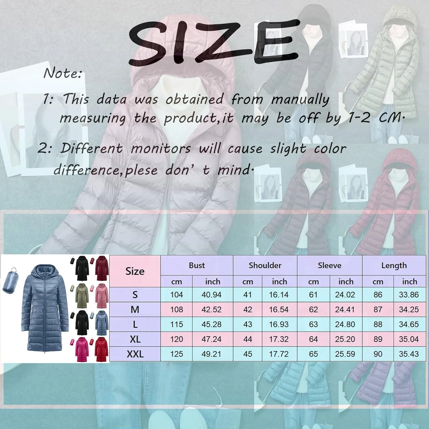 Women's Long Down Coat Hooded Winter Packable Puffer Jacket Ultra Light Quilted Winter Coat with Pocket Outerwear
