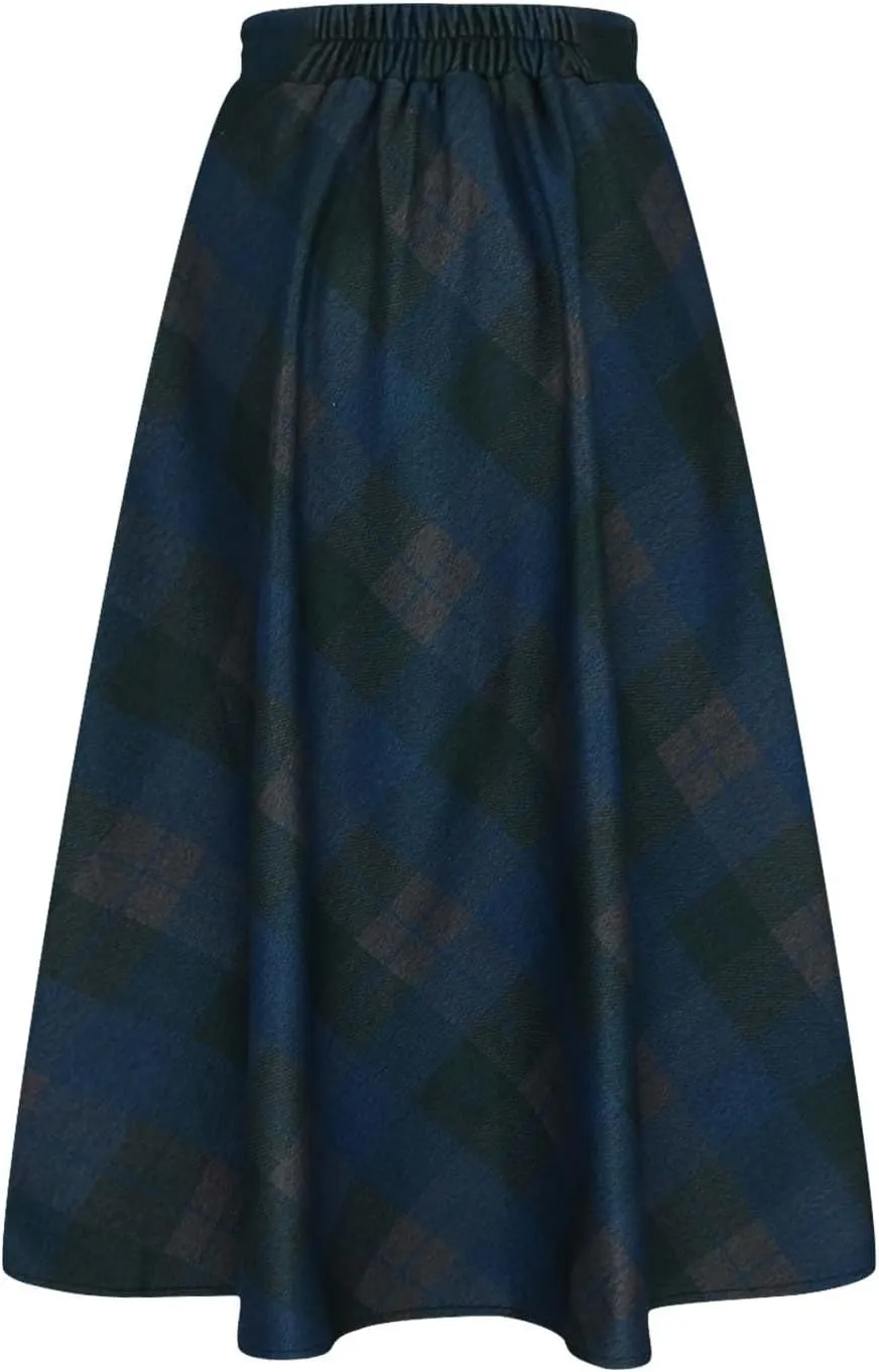 Women's Long Plaid Skirt Fall Winter High Waist A-line Pleated Maxi Skirts 2025 Spring Summer Trendy Vintage Dress