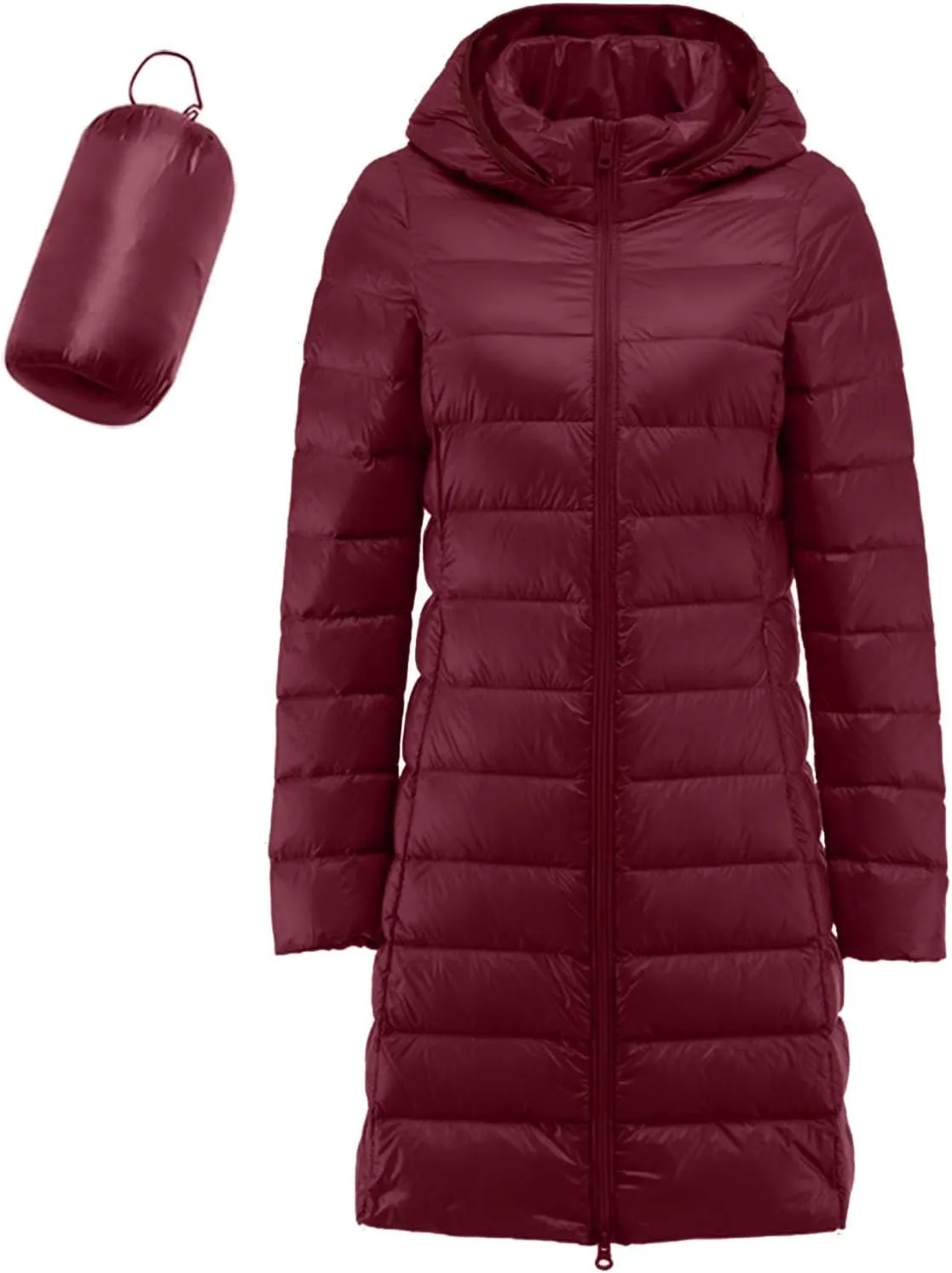 Womens Long Puffer Jacket Warm Packable Down Jackets Lightweight Hooded Jacket Short Down Coats