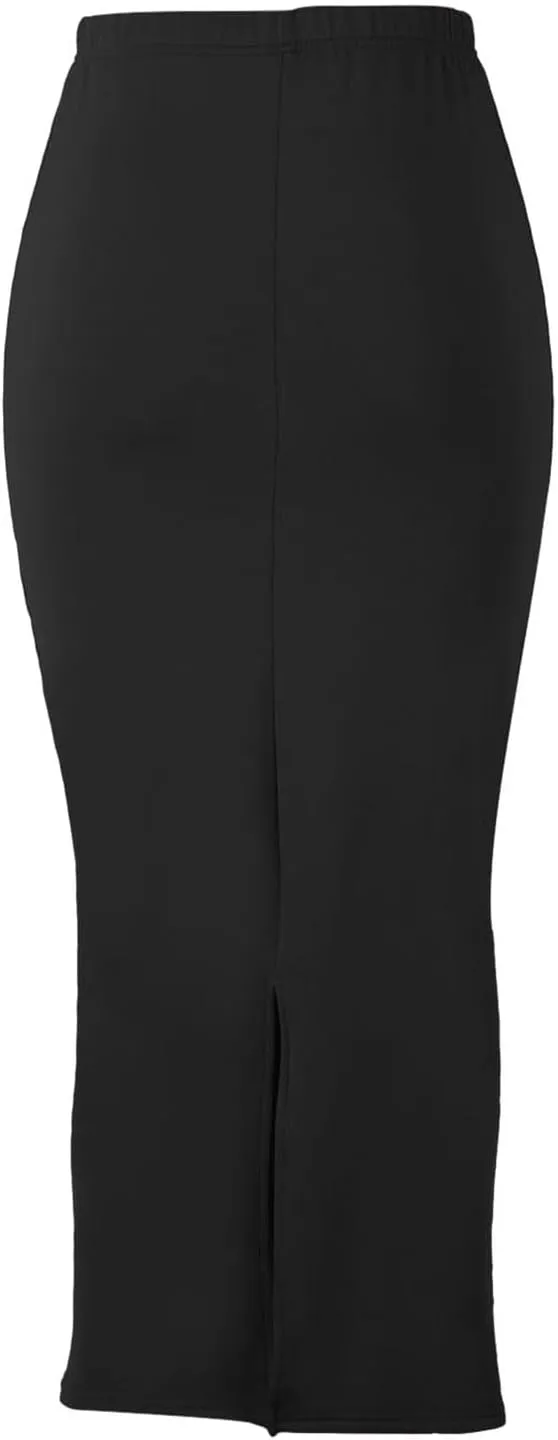 Womens Maxi Skirt with Slit High Elastic Waist Business Slim Fit Stretchy Long Pencil Skirts for Women Formal