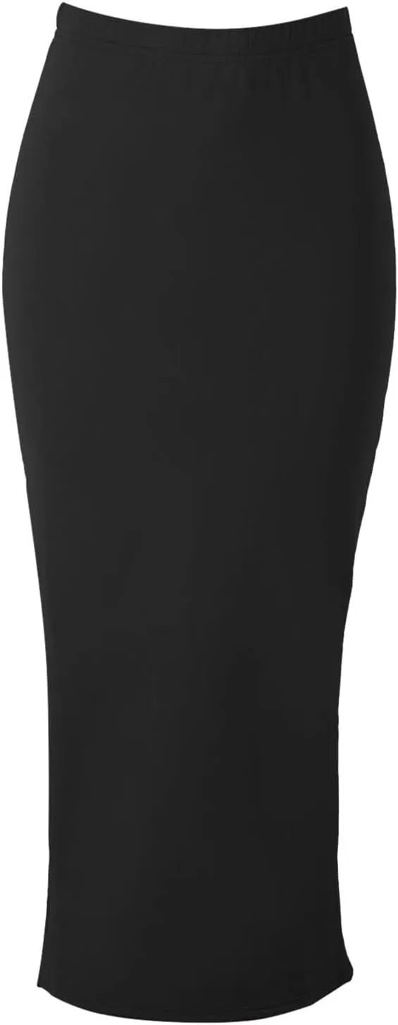 Womens Maxi Skirt with Slit High Elastic Waist Business Slim Fit Stretchy Long Pencil Skirts for Women Formal