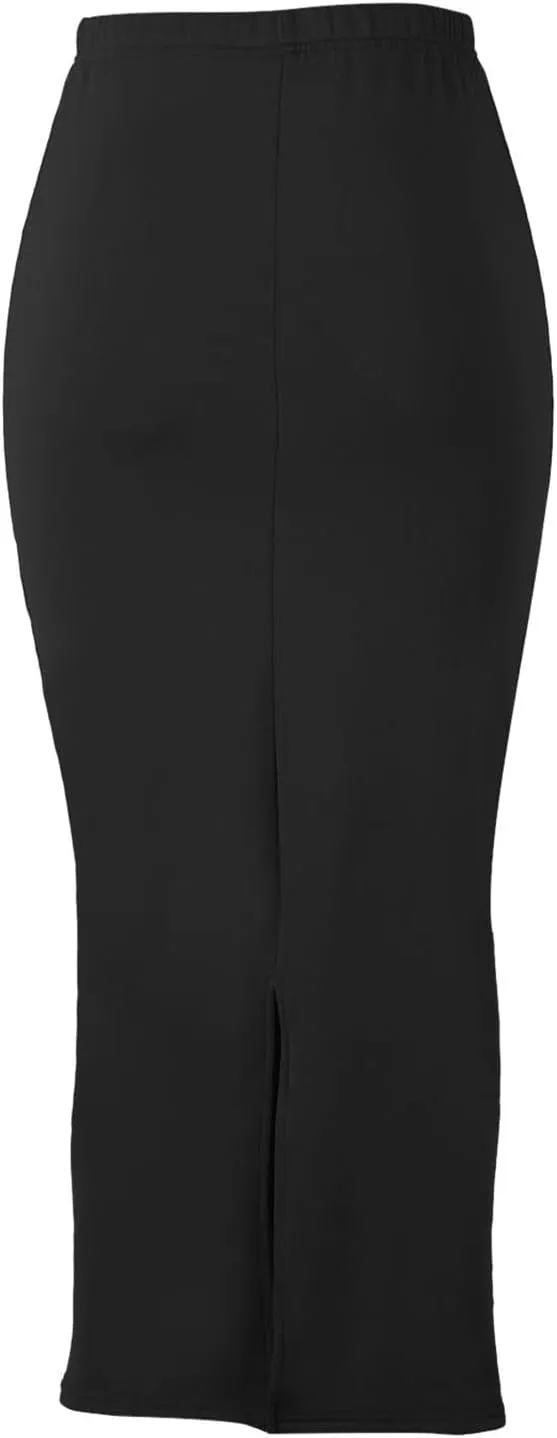 Womens Maxi Skirt with Slit High Elastic Waist Business Slim Fit Stretchy Long Pencil Skirts for Women Formal