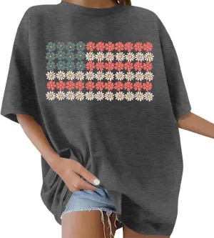 Womens Oversized Graphic Tshirt: Vintage Wildflower Shirt Boho Hiking T Shirt Nature Life Tee Summer Floral Plant Tops