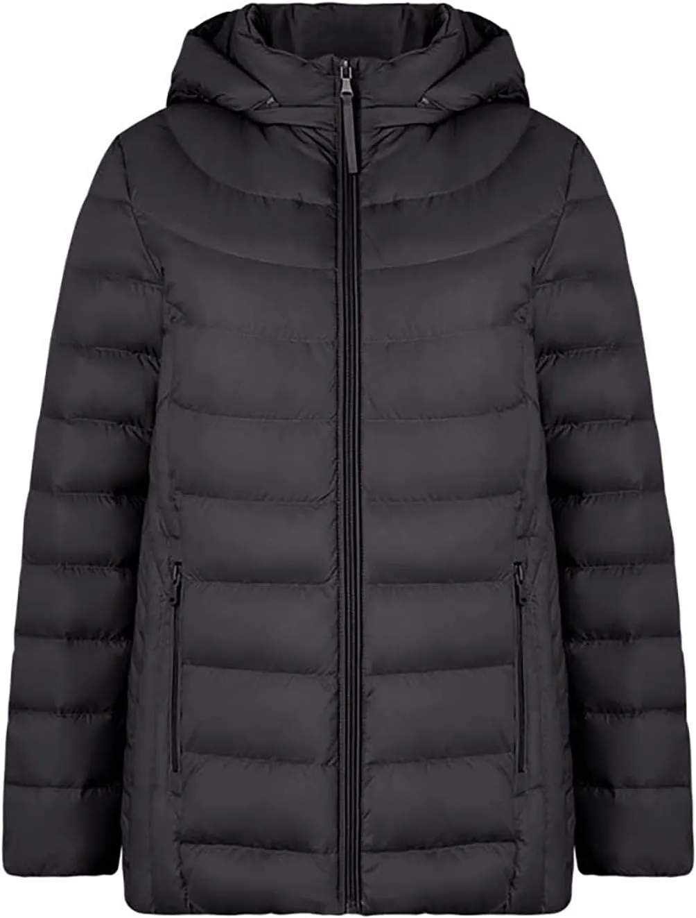 Womens Oversized Puffer Jackets Stand Collar Puffer Down Coat with Hood Lightweight Zip Quilted Down Coats Plus Size