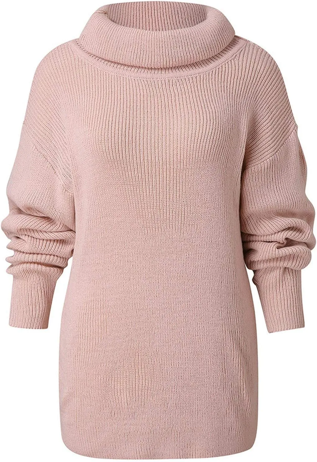 Women's Oversized Turtleneck Long Sleeve Casual Pullover Solid Color Cute Knit Sweater Casual Winter Pullover Jumper