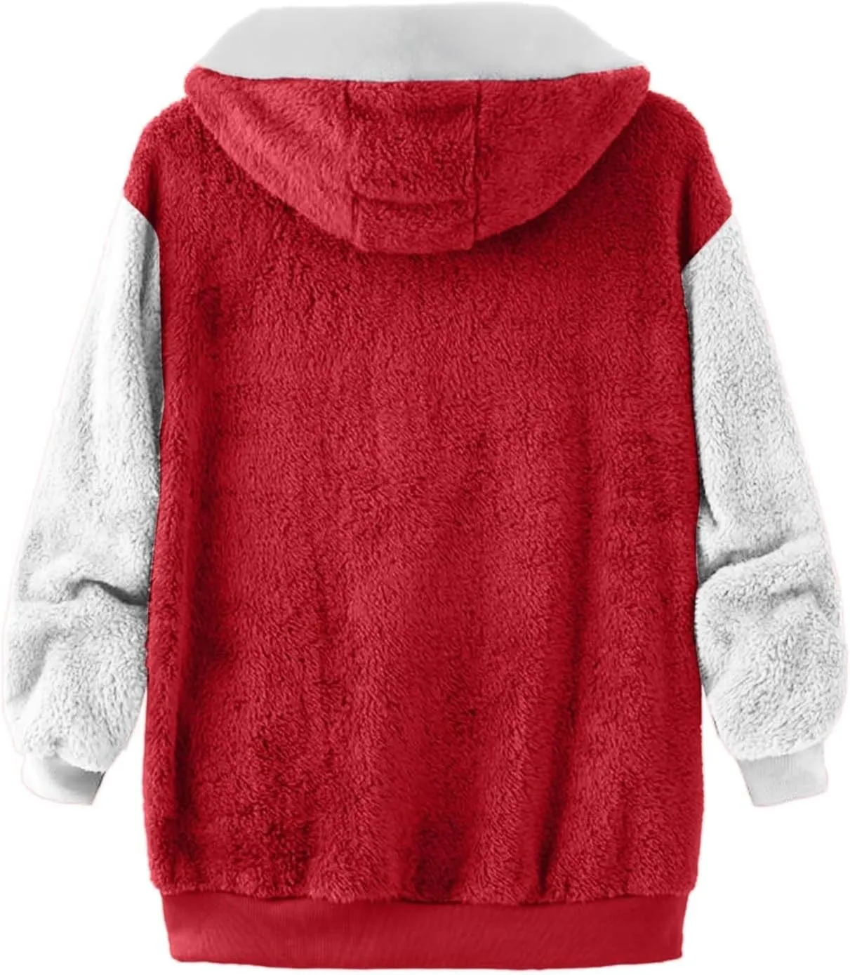 Womens Oversized Zip Up Coat Fuzzy Fleece Sherpa Jacket with Pockets Hoodie Outerwear Fall and Winter
