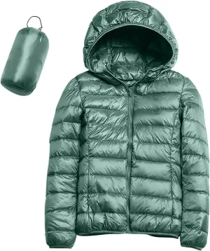 Women's Packable Down Jackets Solid Windproof Quilted Puffer Coat Winter Warm Light Insulated Puffer Jacket for Women