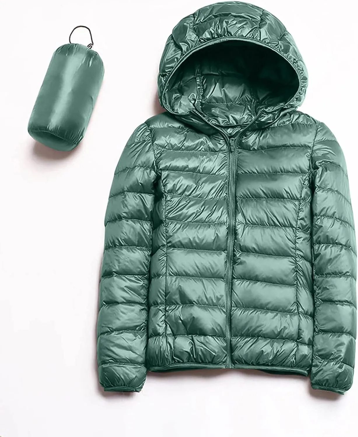 Women's Packable Down Jackets Solid Windproof Quilted Puffer Coat Winter Warm Light Insulated Puffer Jacket for Women