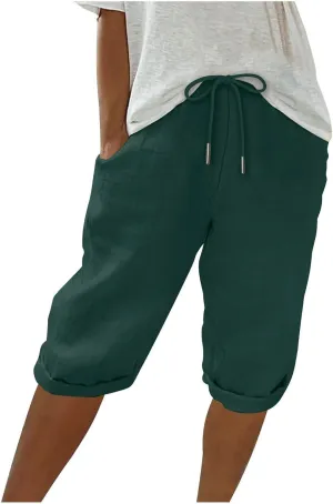 Womens Palazzo Pants Loose Pants Comfy Work Pants with Elastic High Waist Paper Bag Drawstring Pant Summer Wide Leg