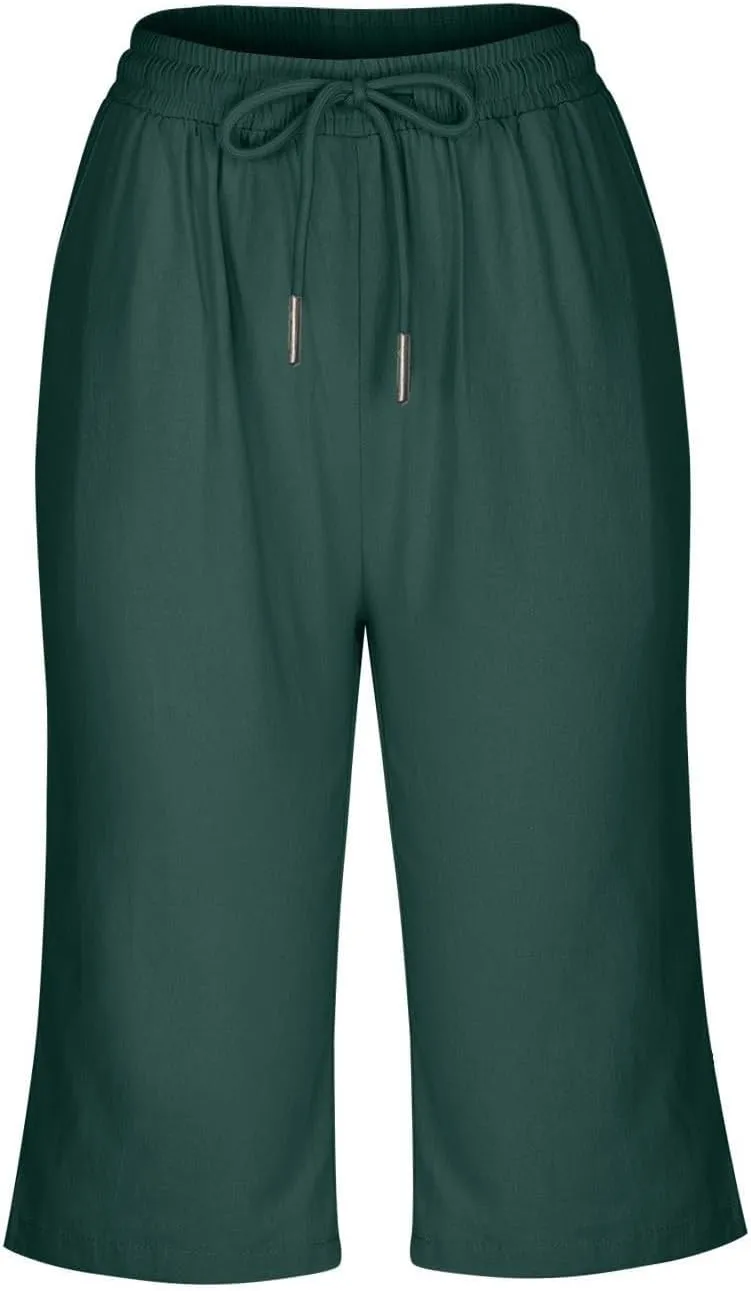 Womens Palazzo Pants Loose Pants Comfy Work Pants with Elastic High Waist Paper Bag Drawstring Pant Summer Wide Leg
